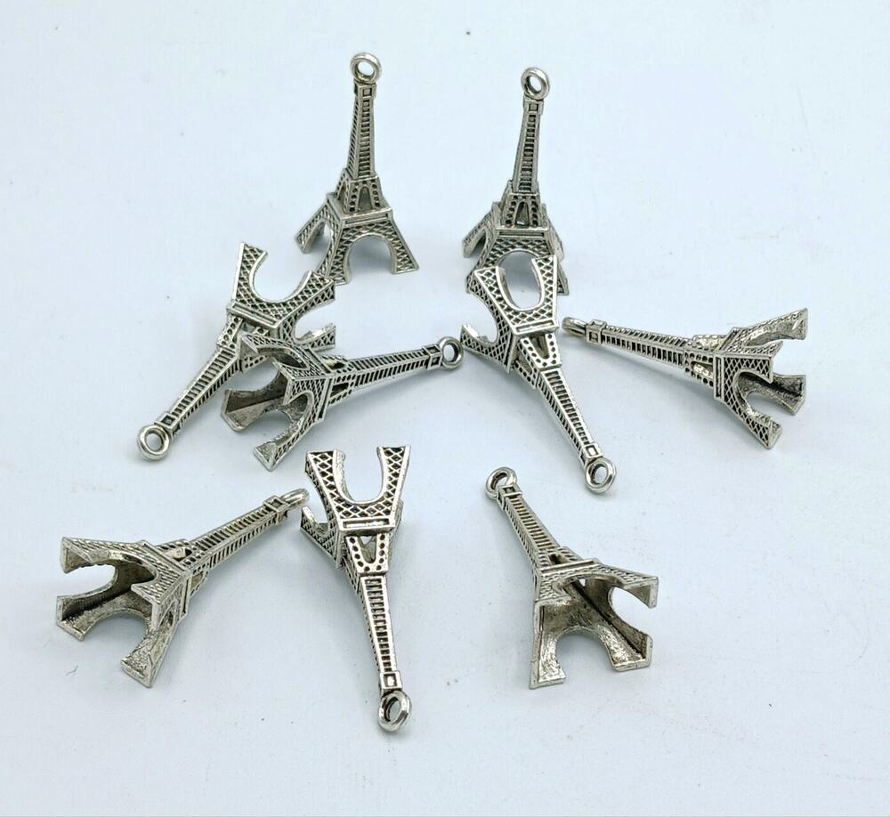 Silver Tone Metal Eiffel Tower Pendants